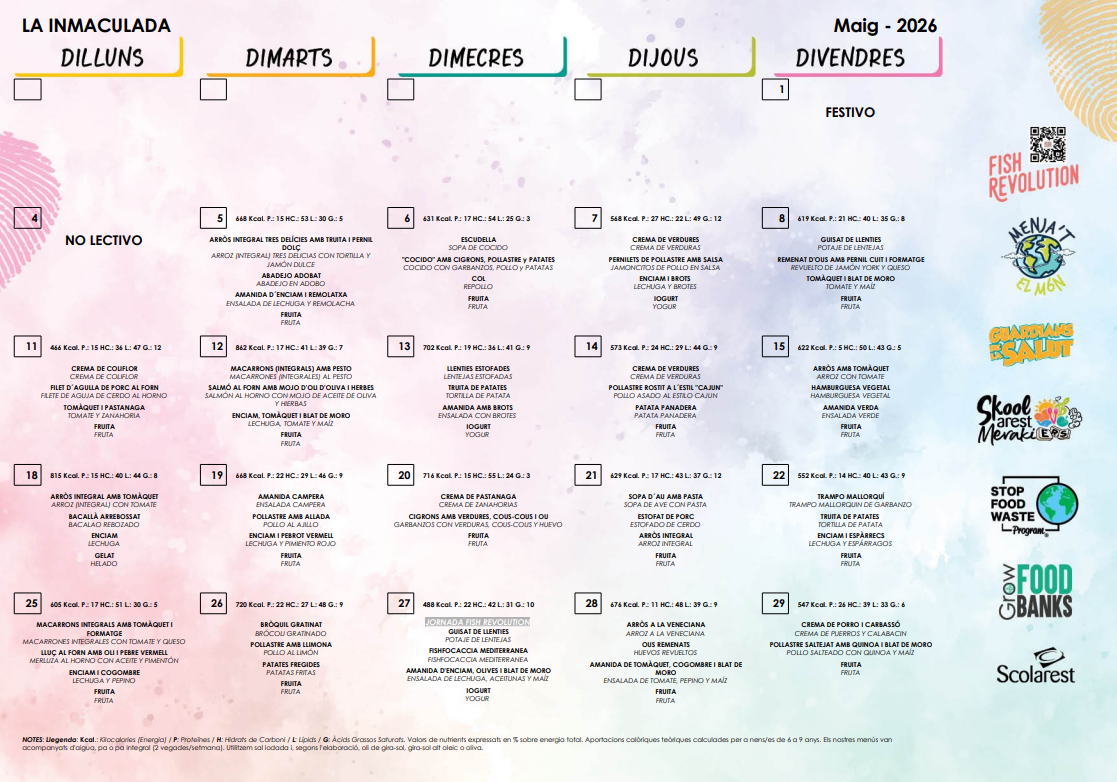 menu maig immaculadapm